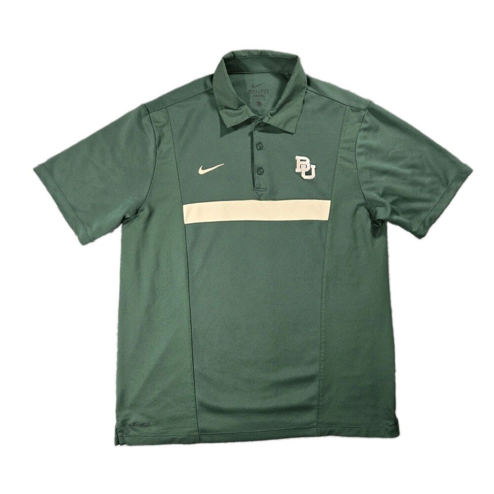 Mens Nike DriFit Baylor Bears Short Sleeve Polo Shirt Green Medium